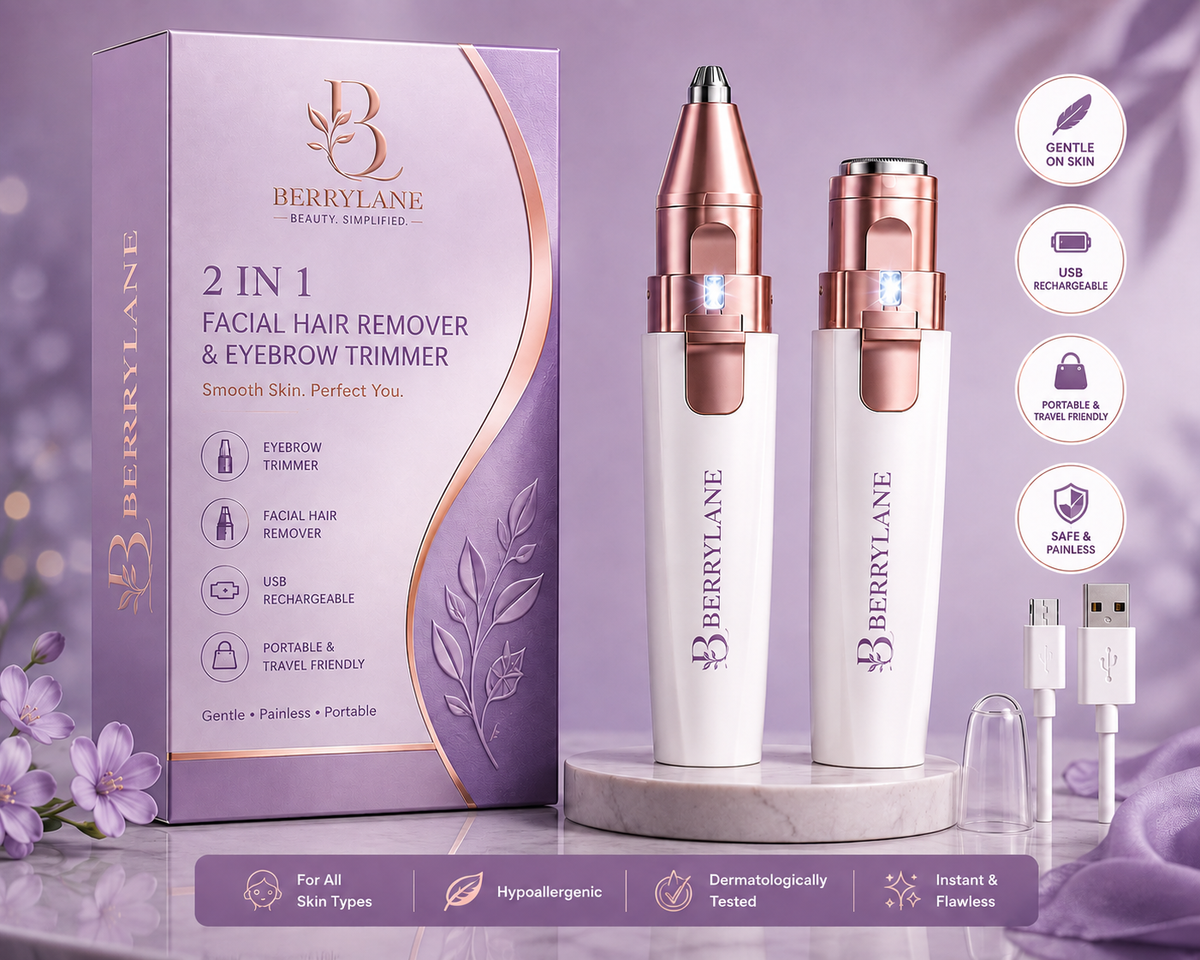 BERRYLANE 2-in-1 Facial Hair Remover & Eyebrow Trimmer