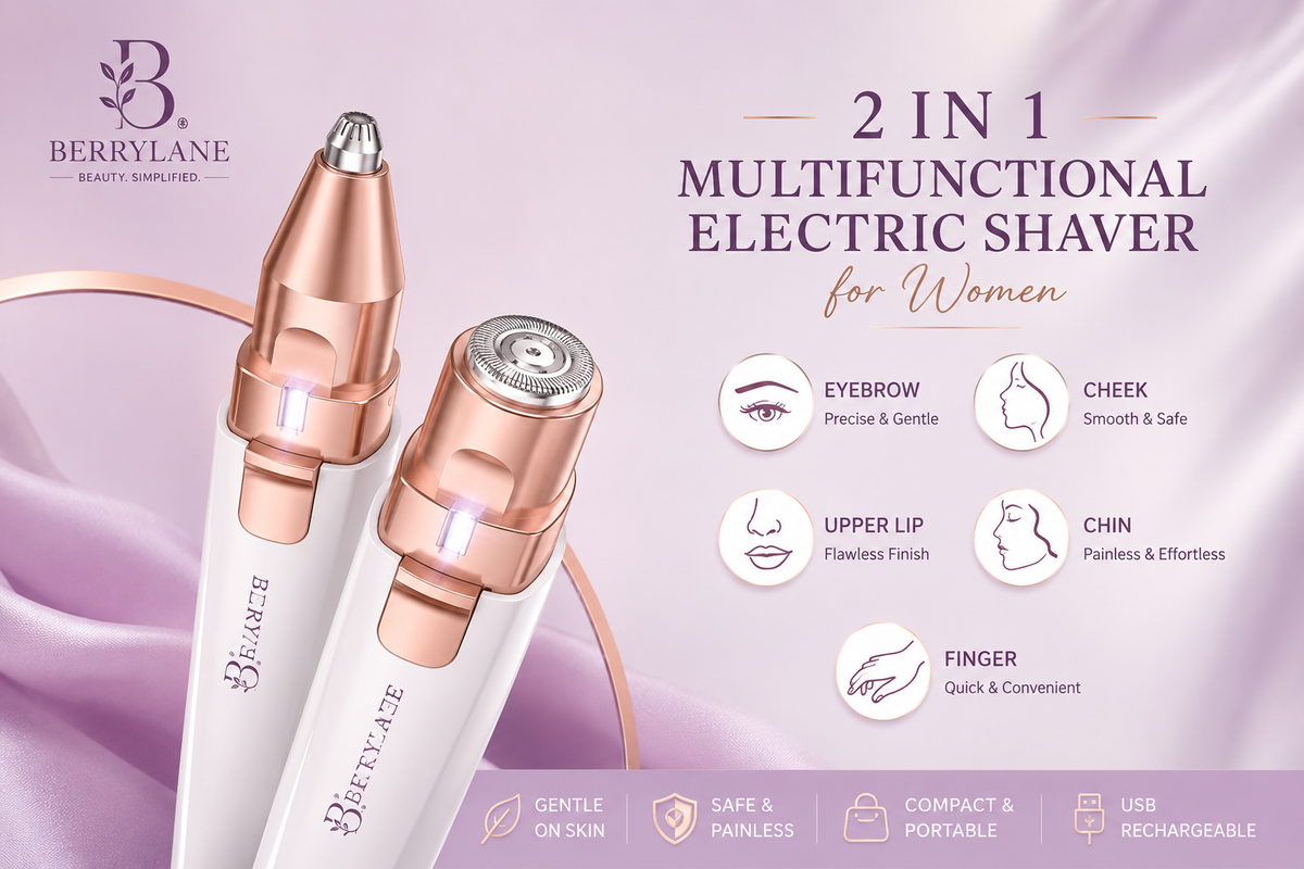 BERRYLANE 2-in-1 Facial Hair Remover & Eyebrow Trimmer