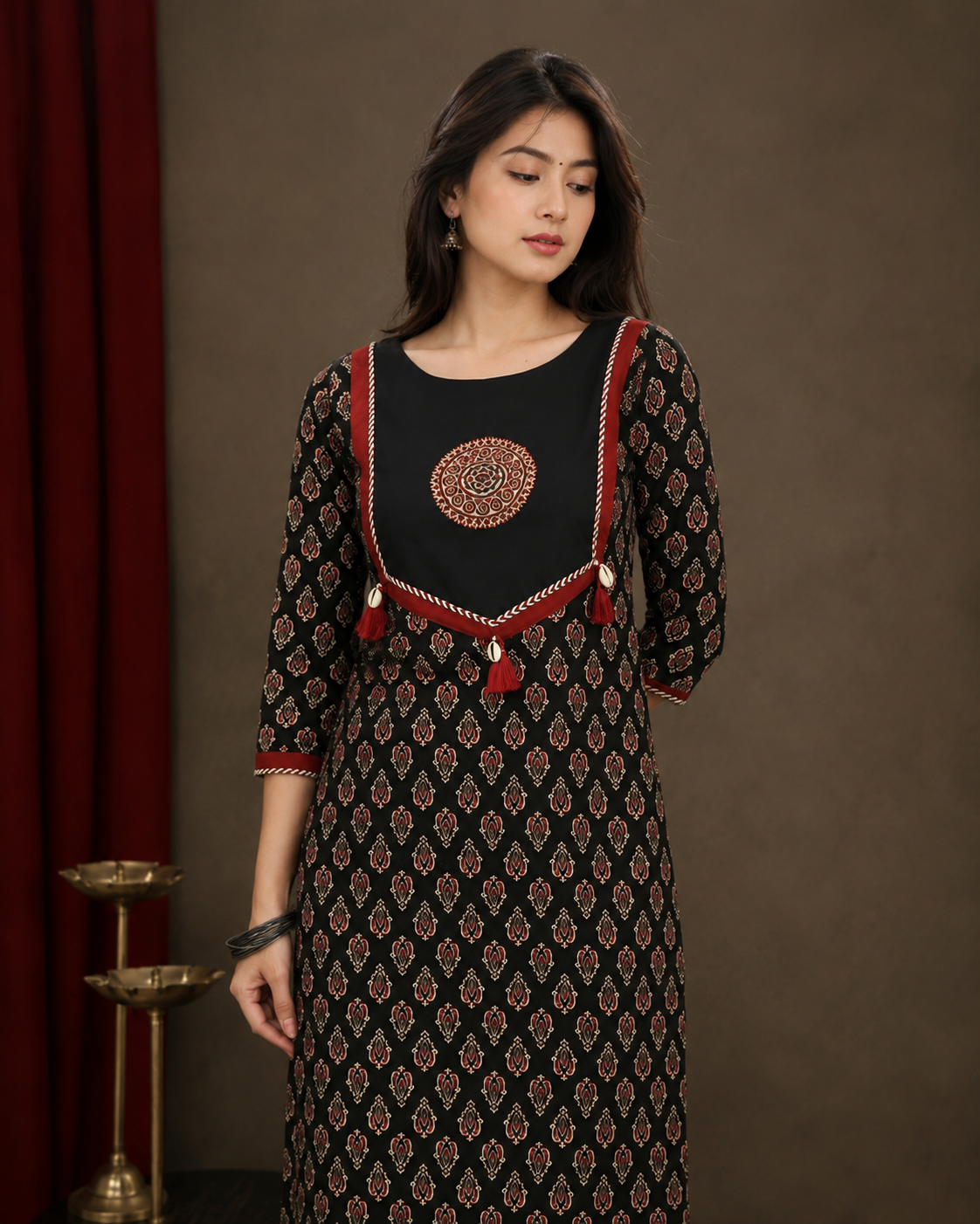 Traditional Black Cotton Kurti for Women | Soft & Comfortable