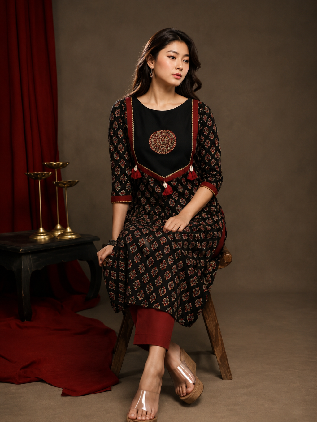 Traditional Black Cotton Kurti for Women | Soft & Comfortable