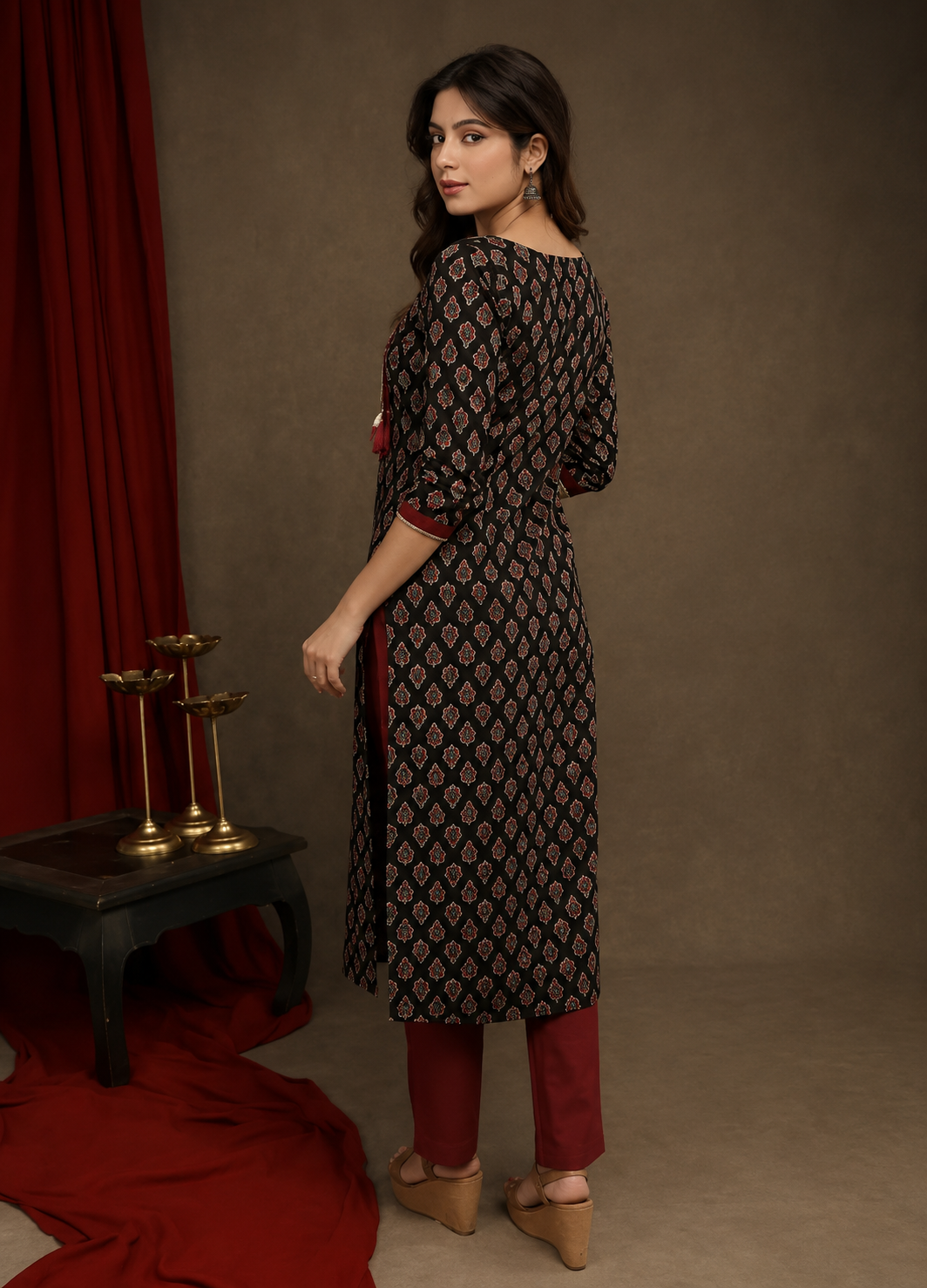 Traditional Black Cotton Kurti for Women | Soft & Comfortable