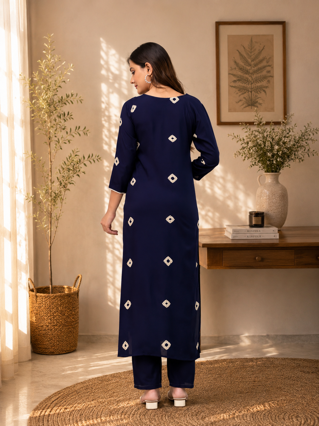 Midnight Blue Artisan Embroidered Kurta Pant Set
