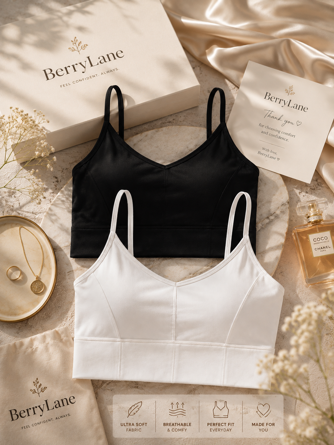 BerryLane Ultra-Soft Everyday Comfort Padded Bra (pack of 2)