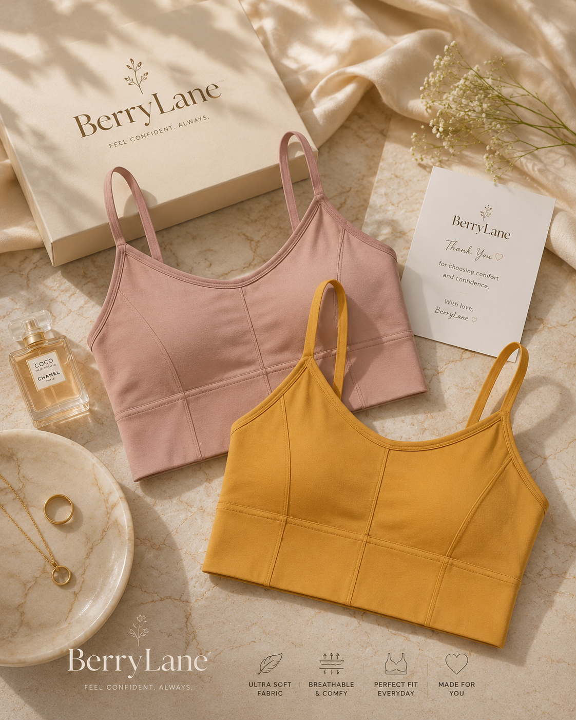 BerryLane Ultra-Soft Everyday Comfort Padded Bra (pack of 2)