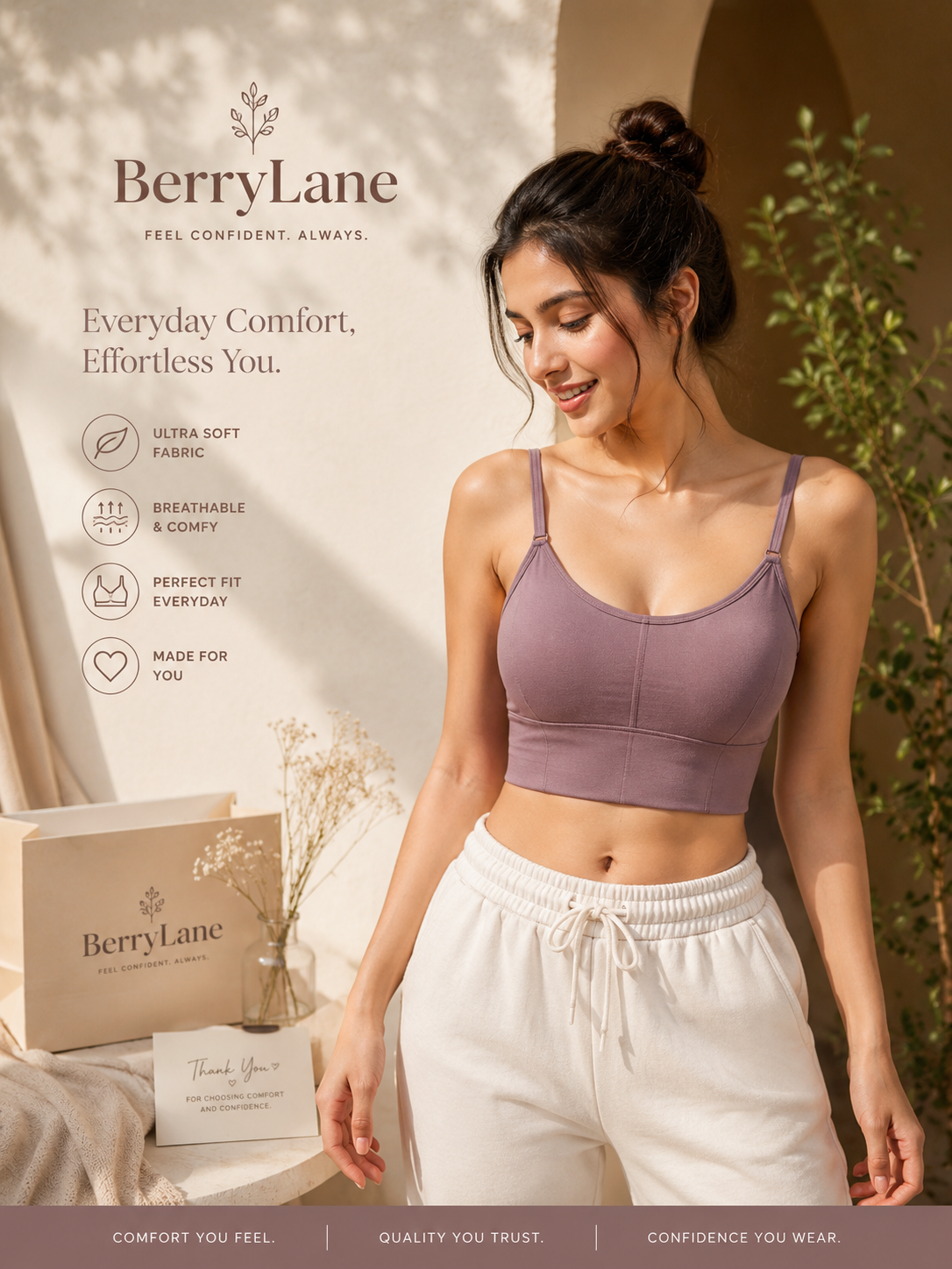 BerryLane Ultra-Soft Everyday Comfort Padded Bra (pack of 2)