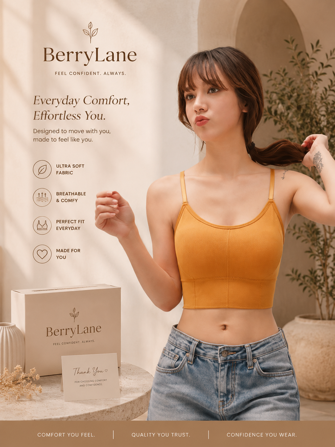 BerryLane Ultra-Soft Everyday Comfort Padded Bra (pack of 2)